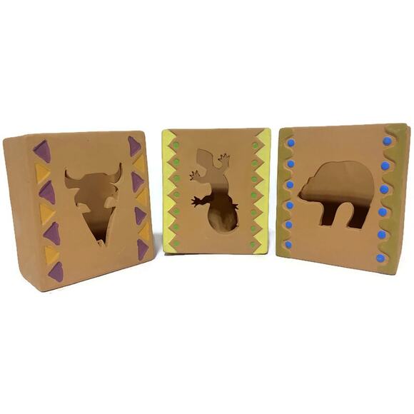House of Lloyd Terra Cotta Candle Holders 6" Tall Southwest Style Set of 3 - Picture 1 of 8